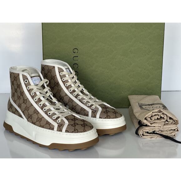 Gucci Men’s GG High Top Fabric Beige Sneakers 8.5 US (Gucci 8) 745999 IT NIB main image 14
